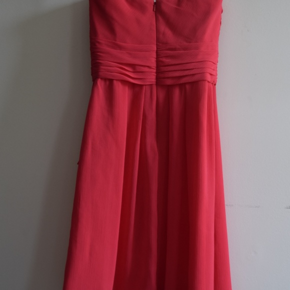 Crinkle Chiffon Dress w/Cascade Detail Punch Pink - Picture 2 of 7